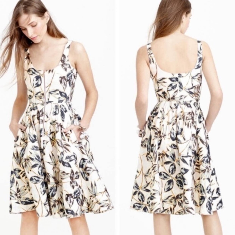 J. Crew Gold Leaf Linen Dress